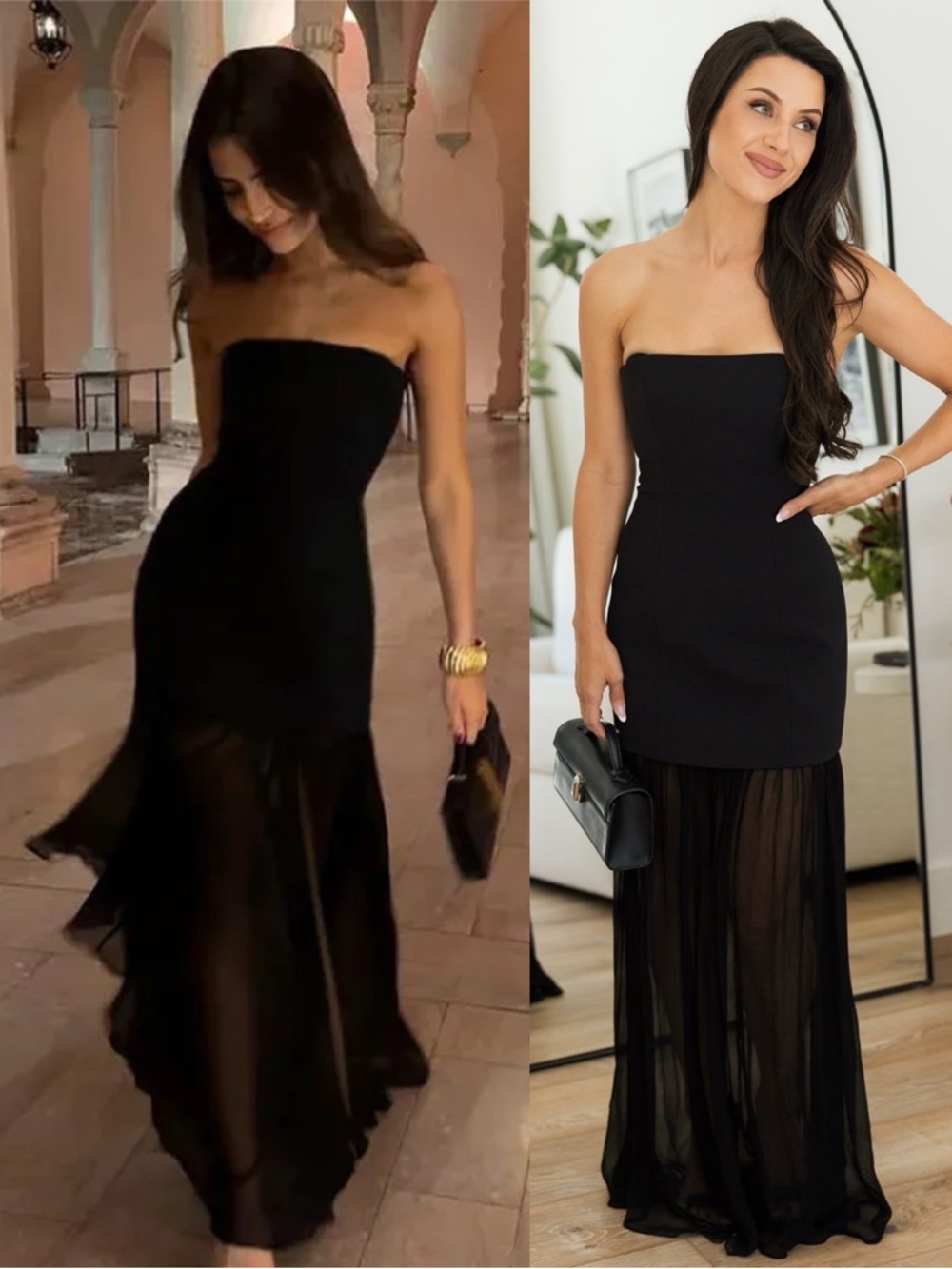 L’Academie by Marianna Amiens Strapless Drop Waist Gown Black